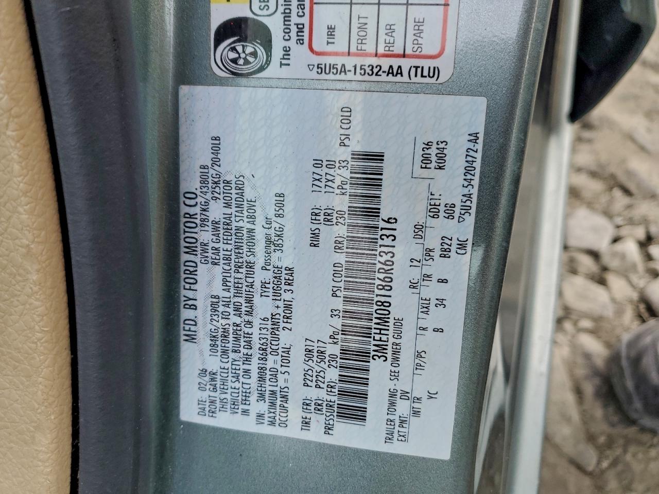 2006 MERCURY MILAN PREMIER photo 12