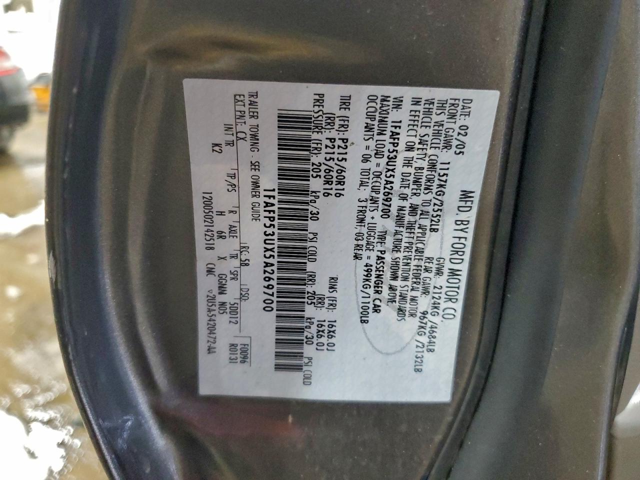 2005 FORD TAURUS SE photo 12