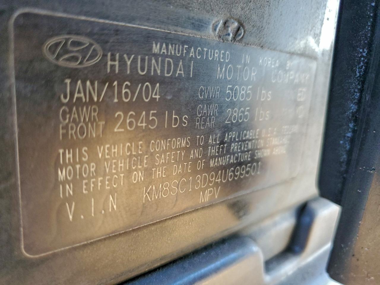 2004 HYUNDAI SANTA FE GLS photo 13