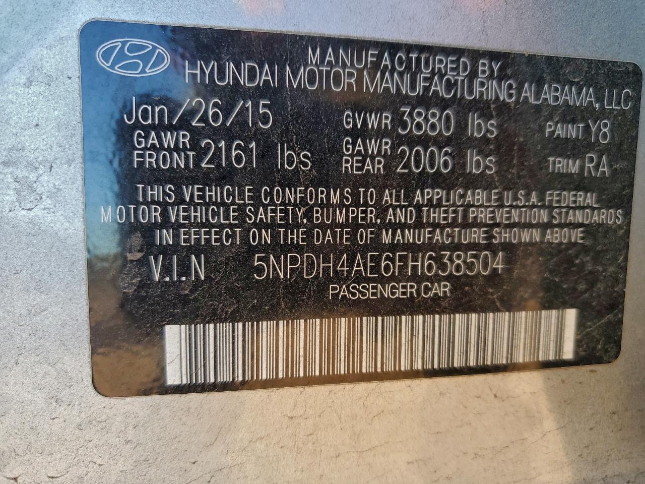 2015 HYUNDAI ELANTRA SE photo 12