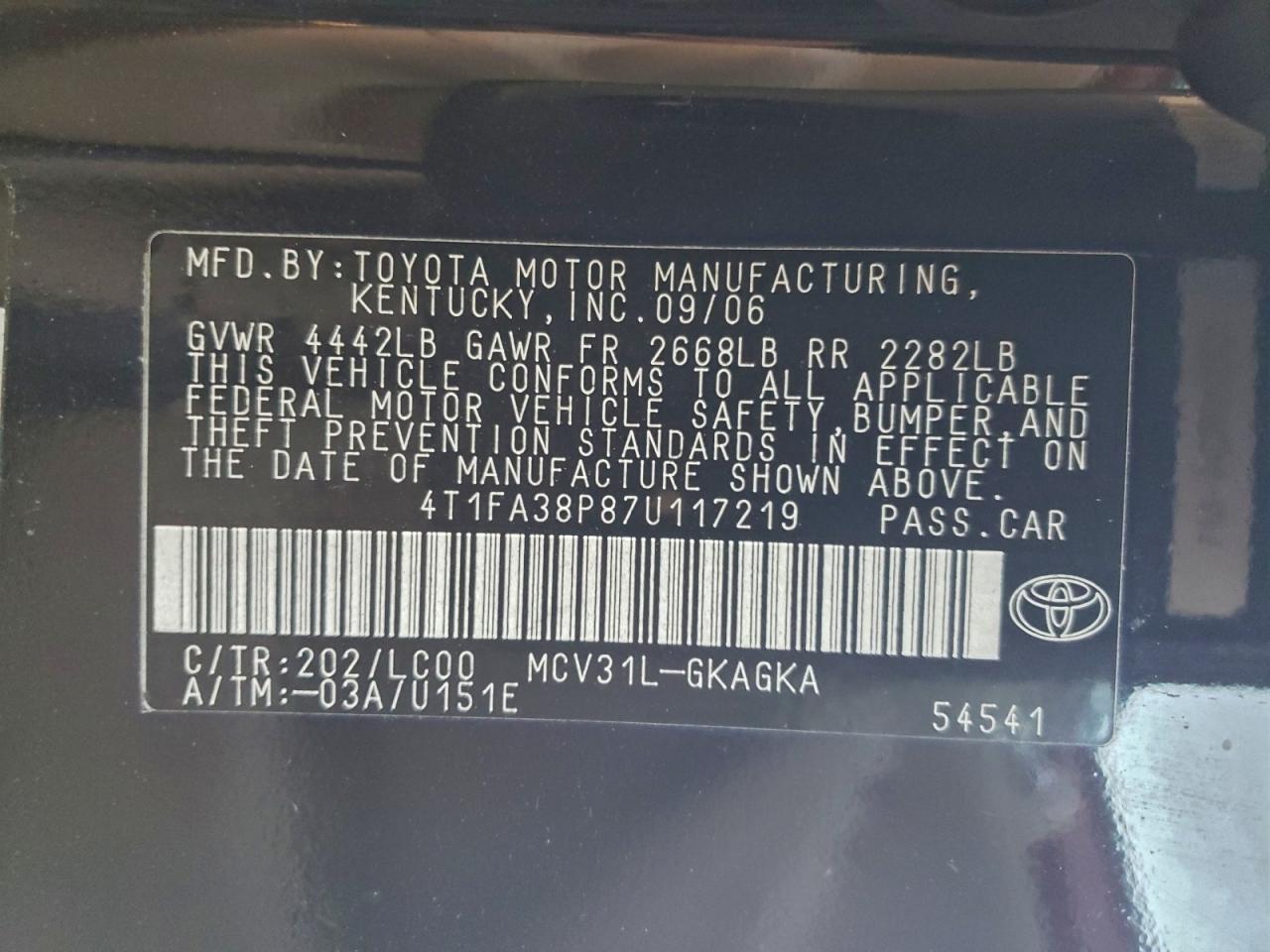 2007 TOYOTA CAMRY SOLARA SE photo 12