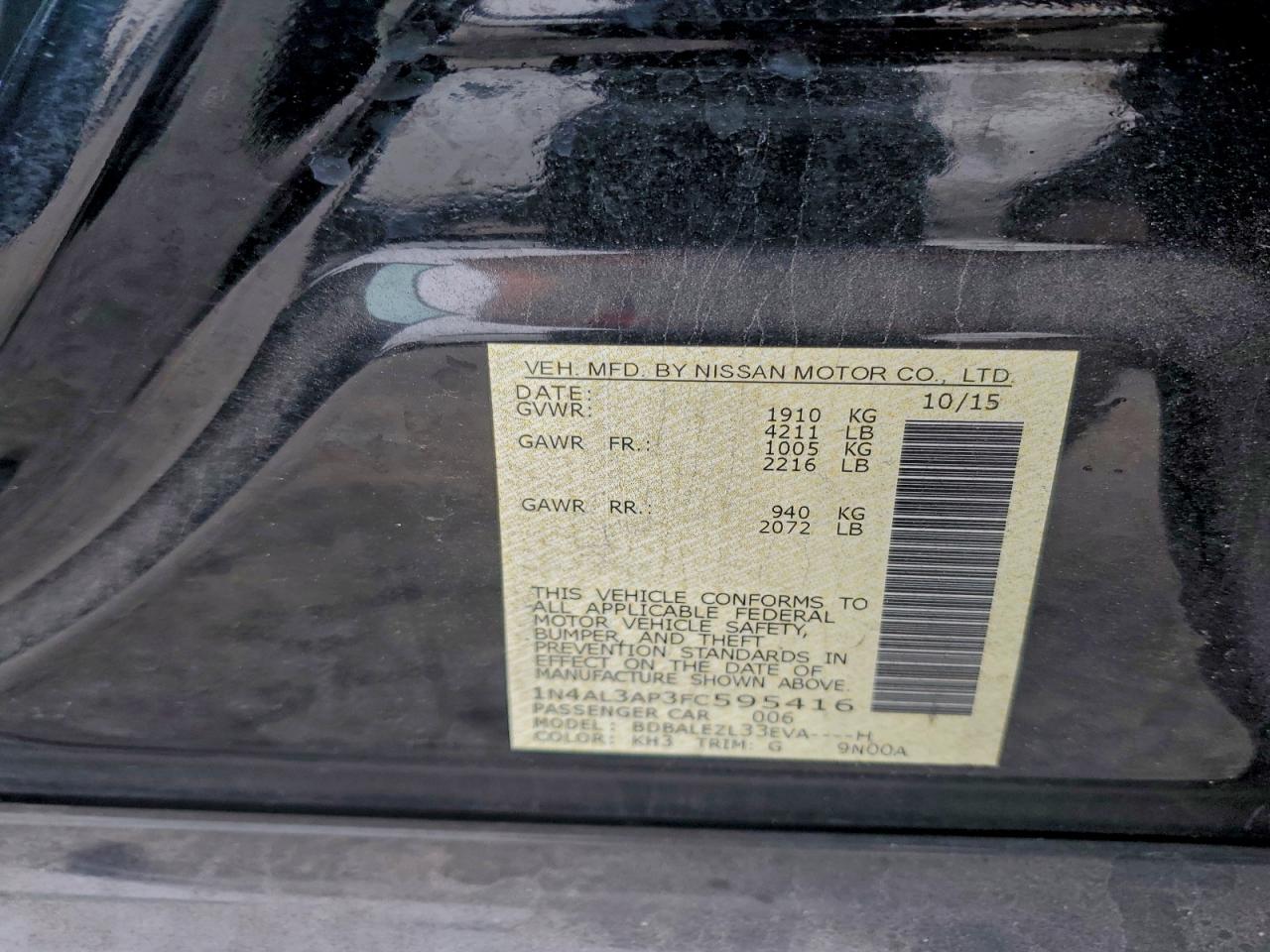 2015 NISSAN ALTIMA 2.5 photo 12