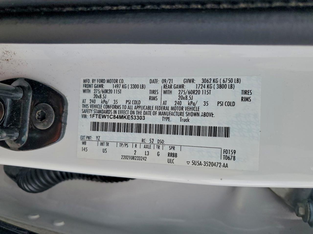 2021 FORD F150 SUPERCREW photo 12