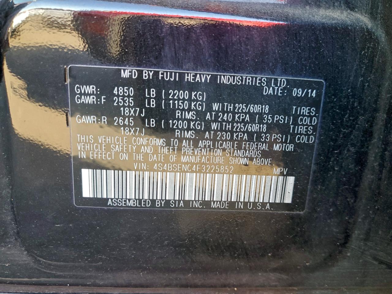 2015 SUBARU OUTBACK 3.6R LIMITED photo 13