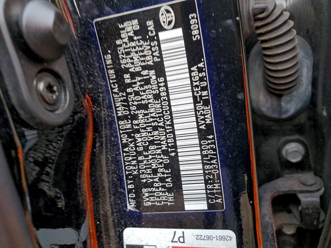 2012 TOYOTA CAMRY HYBRID photo 12
