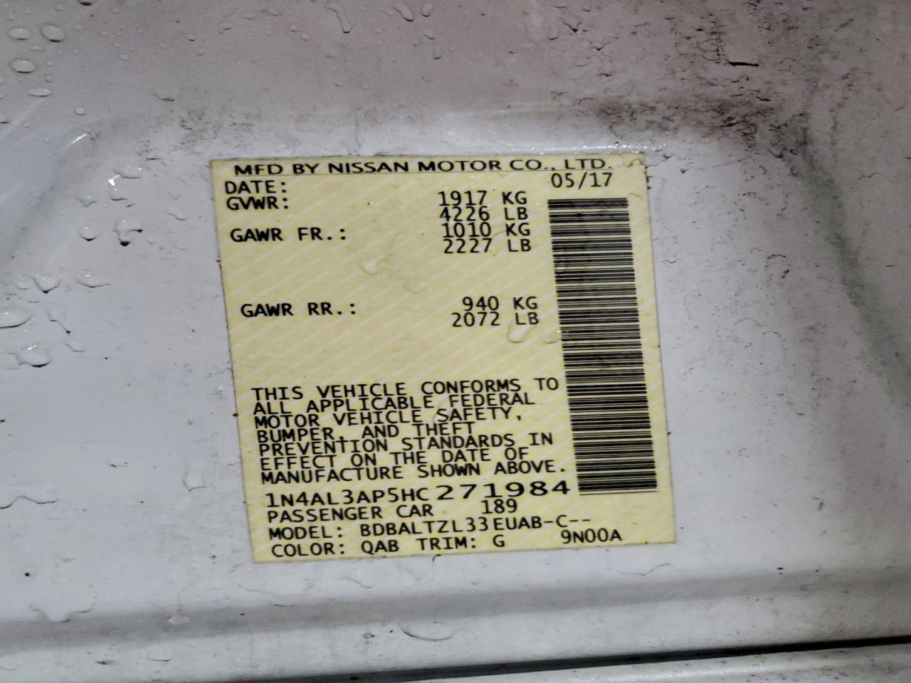 2017 NISSAN ALTIMA 2.5 photo 12