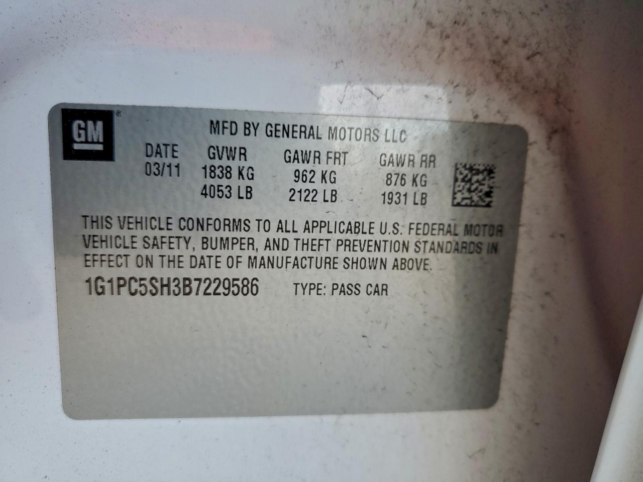 2011 CHEVROLET CRUZE LS photo 12
