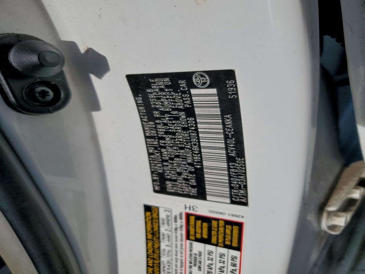 2009 TOYOTA CAMRY BASE photo 12
