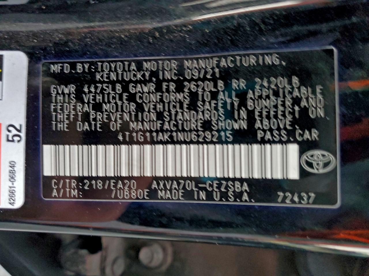 2022 TOYOTA CAMRY SE photo 12