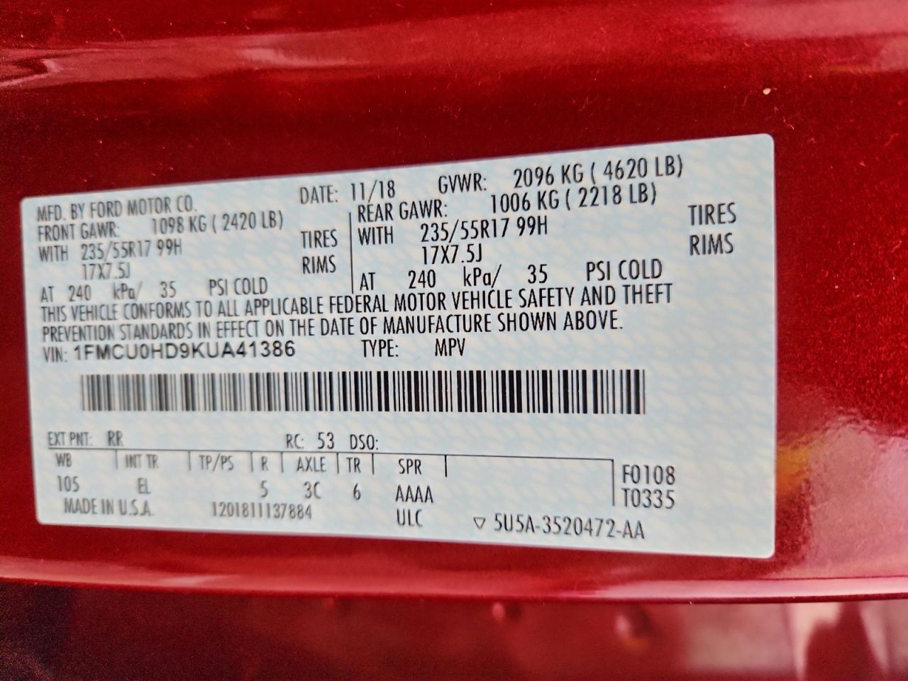 2019 FORD ESCAPE SEL photo 25