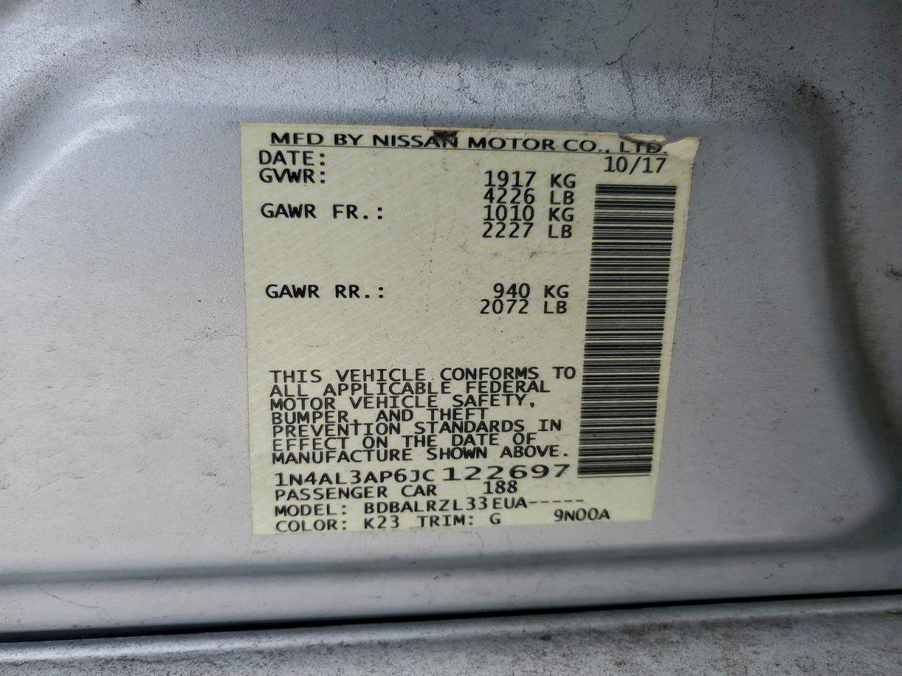 2018 NISSAN ALTIMA 2.5 photo 12