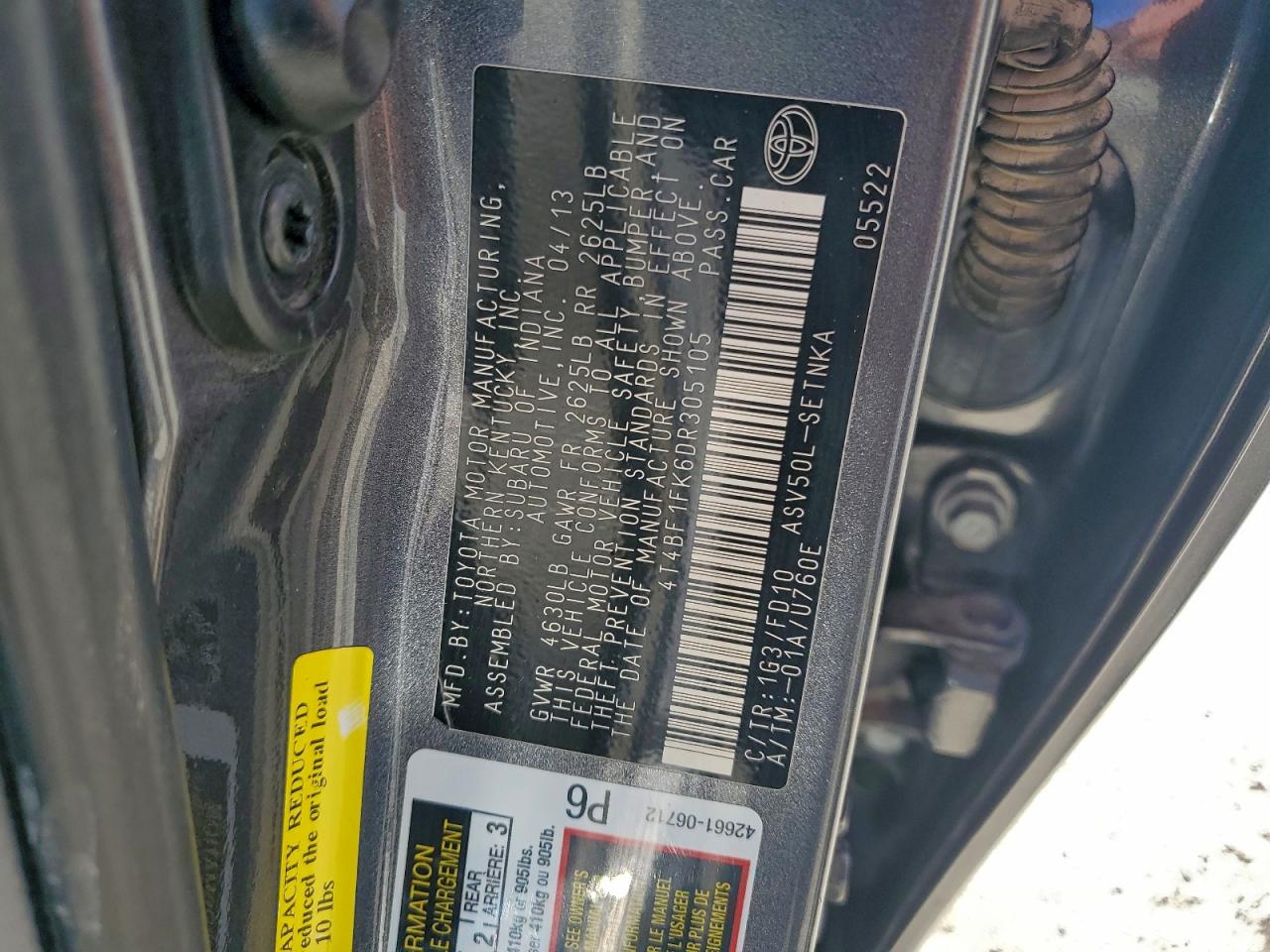 2013 TOYOTA CAMRY L photo 13