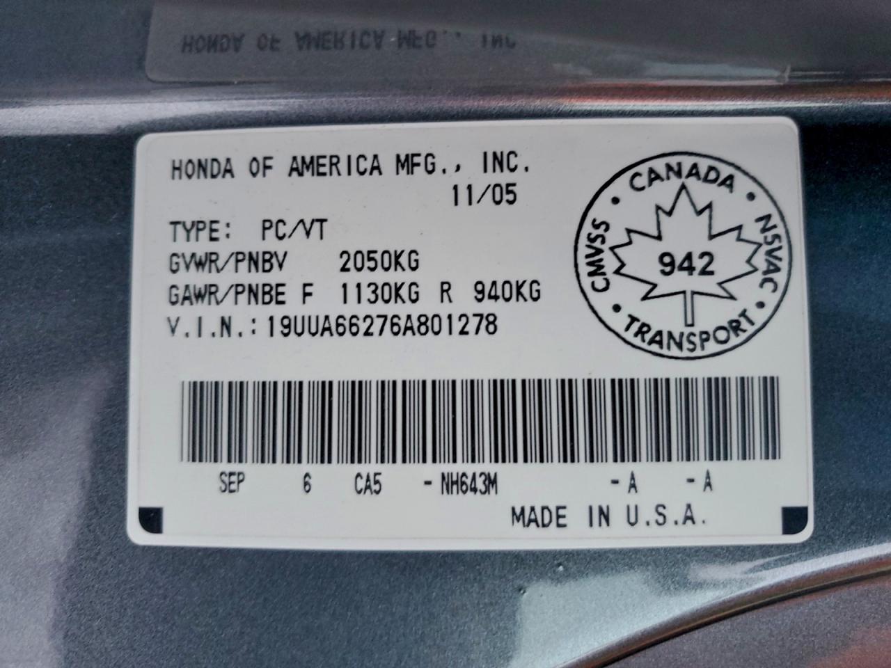 2006 ACURA 3.2TL photo 12