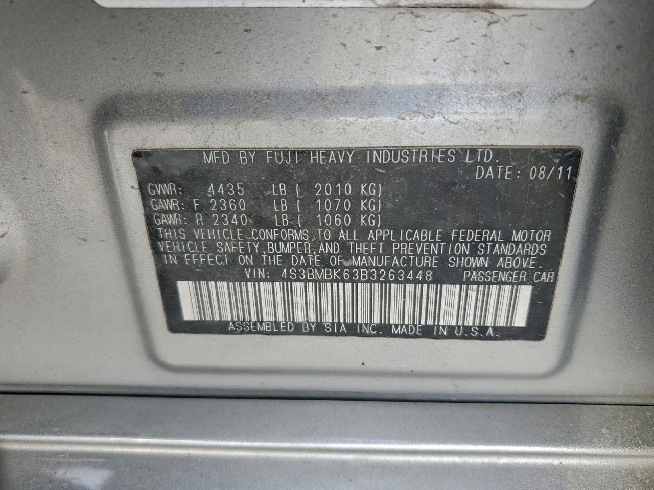 2011 SUBARU LEGACY 2.5I LIMITED photo 12