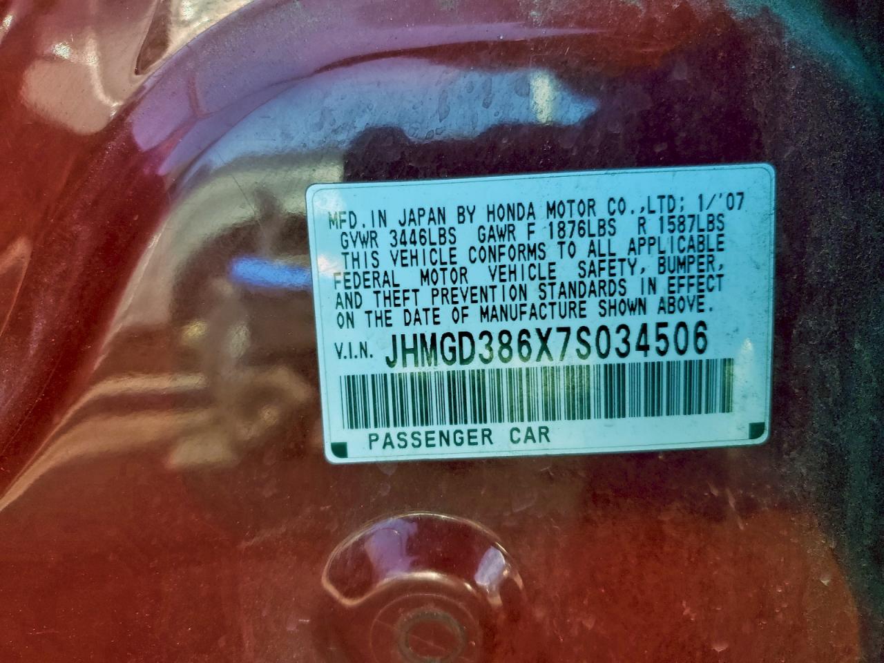 2007 HONDA FIT S photo 12