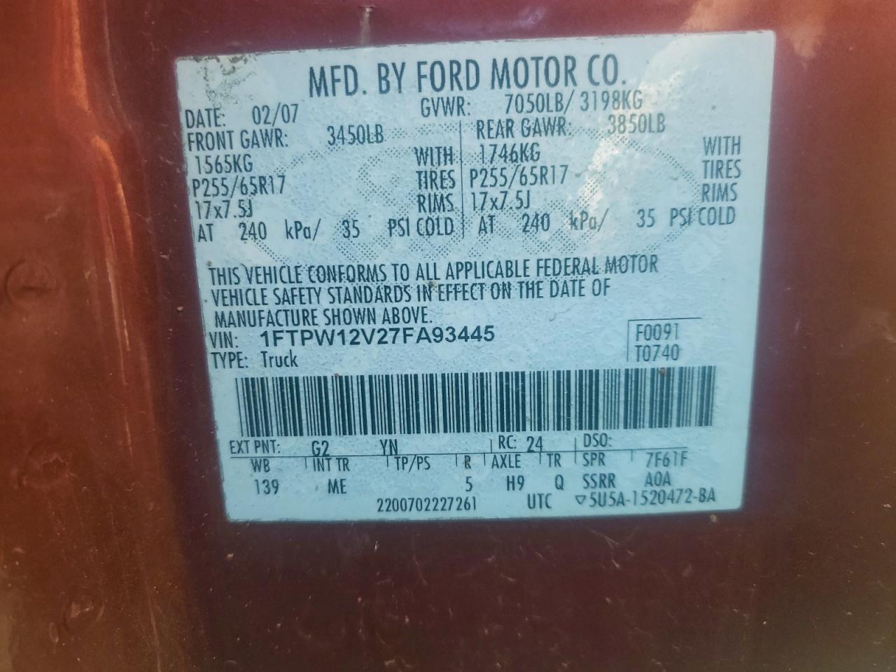 2007 FORD F150 SUPERCREW photo 12
