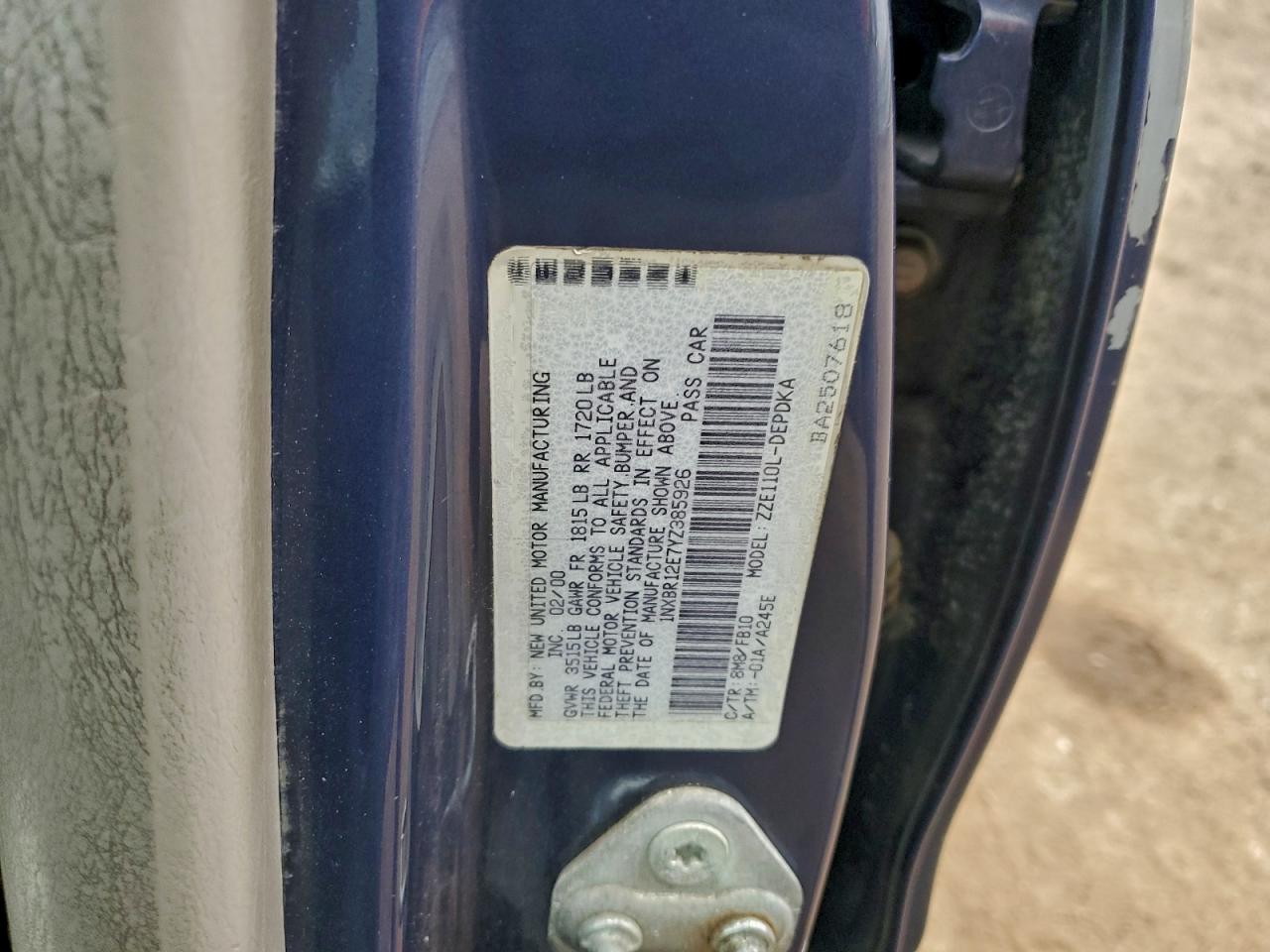 2000 TOYOTA COROLLA VE photo 12
