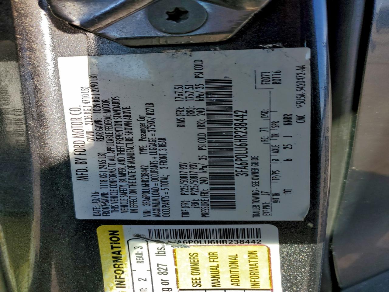 2017 FORD FUSION SE HYBRID photo 12