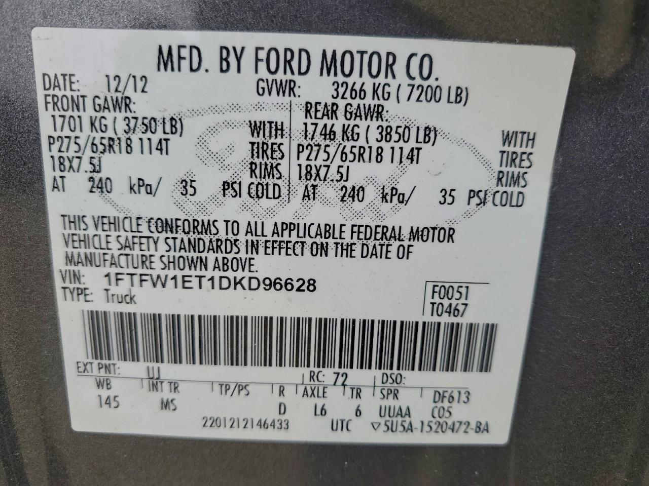 2013 FORD F150 SUPERCREW photo 12