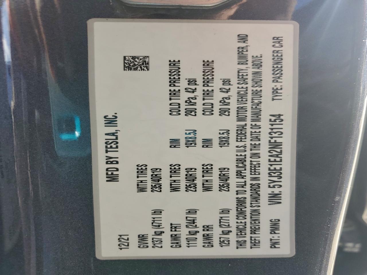 2022 TESLA MODEL 3 photo 12