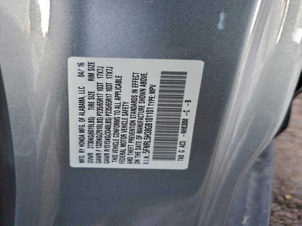 2016 HONDA ODYSSEY SE photo 13
