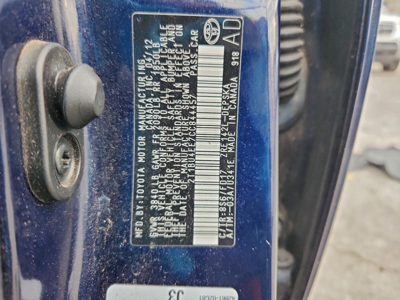 2012 TOYOTA COROLLA BASE photo 12