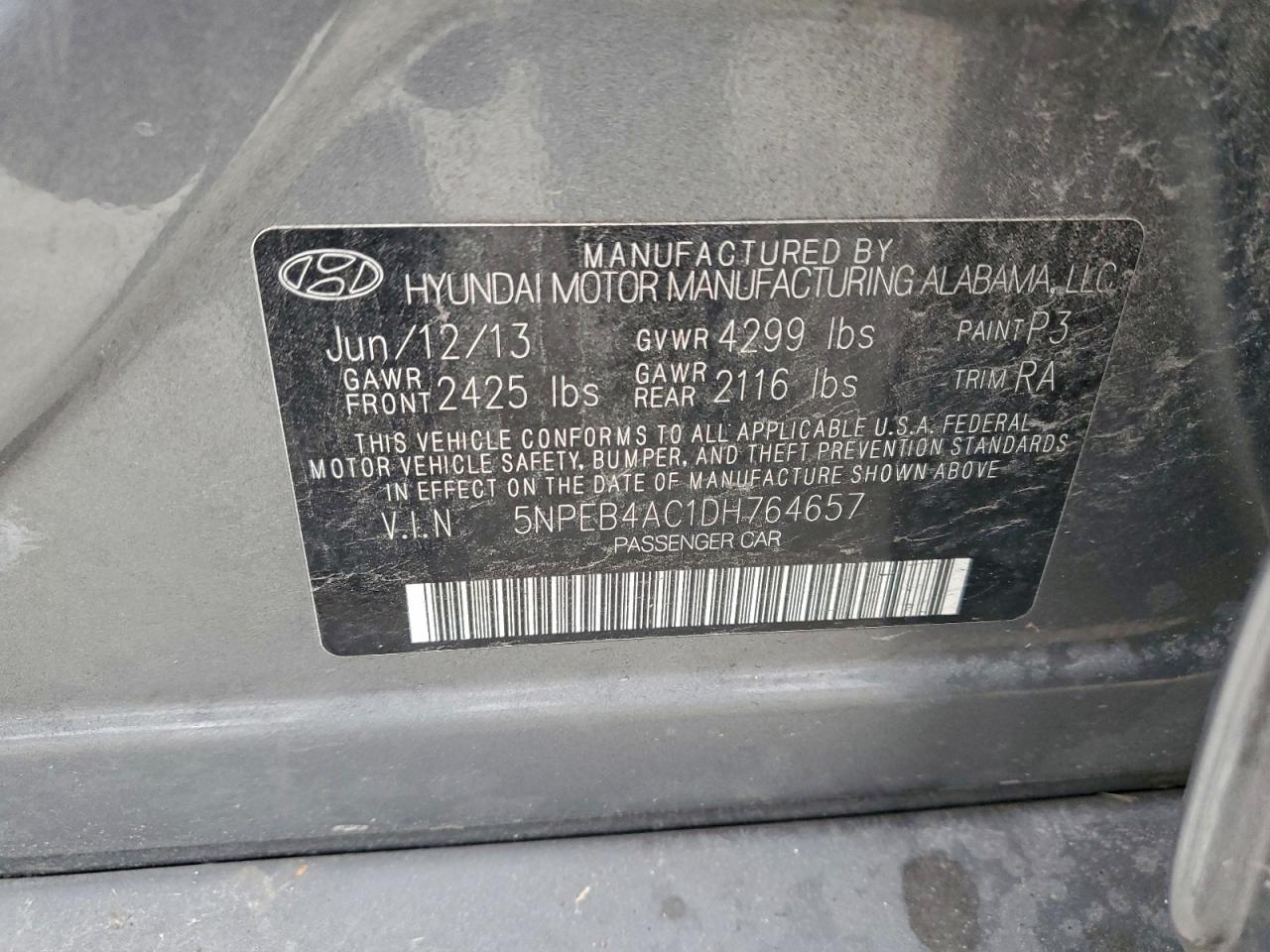 2013 HYUNDAI SONATA GLS photo 12