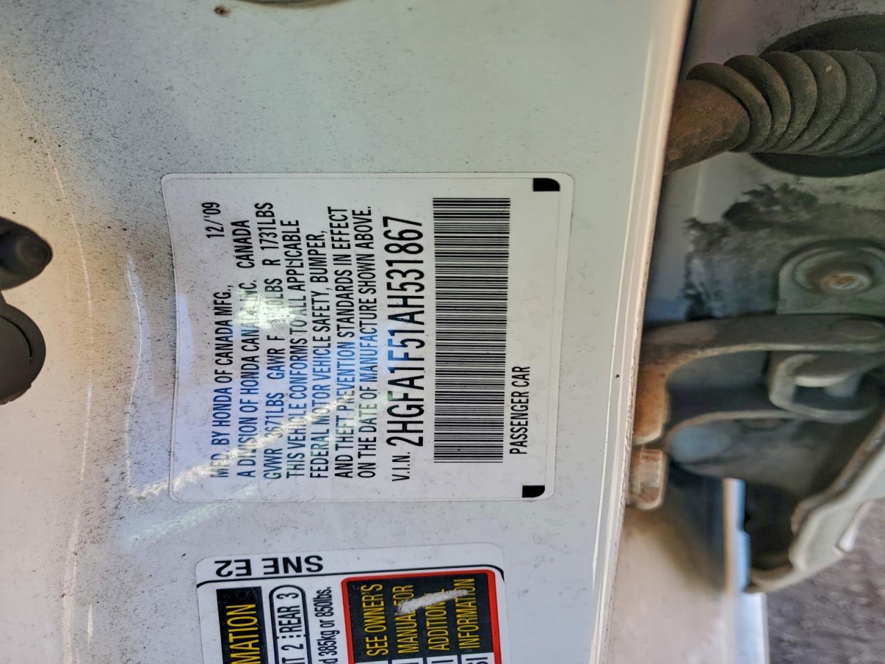 2010 HONDA CIVIC LX photo 12