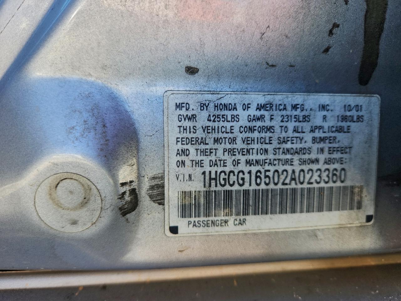 2002 HONDA ACCORD EX photo 13