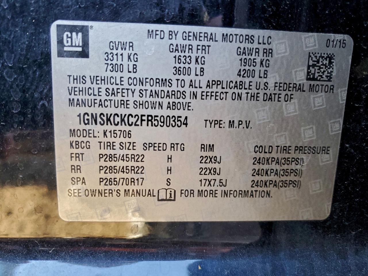 2015 CHEVROLET TAHOE K1500 LTZ photo 13