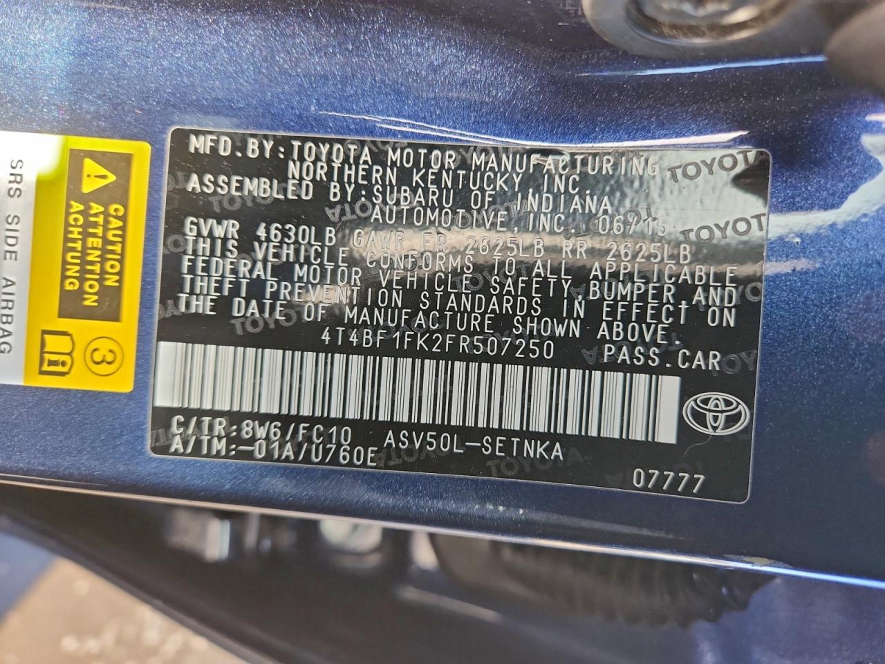 2015 TOYOTA CAMRY LE photo 12