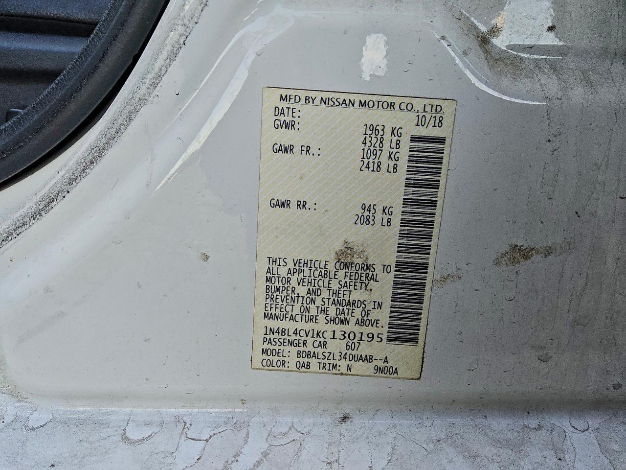 2019 NISSAN ALTIMA SR photo 12