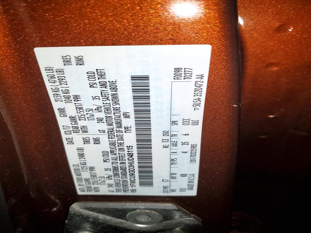 2017 FORD ESCAPE SE photo 13