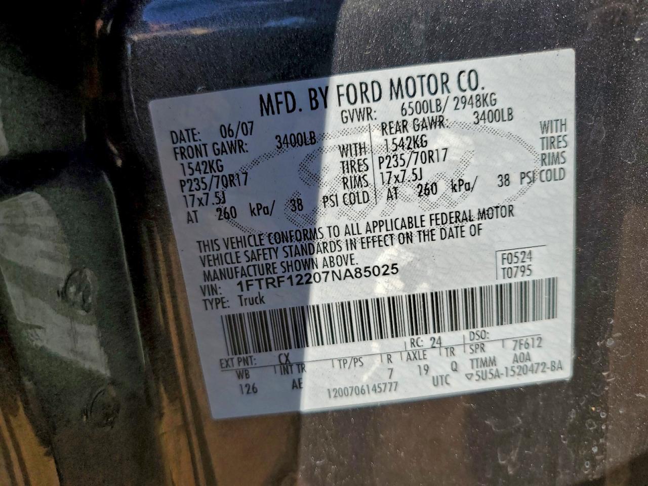 2007 FORD F150 photo 12