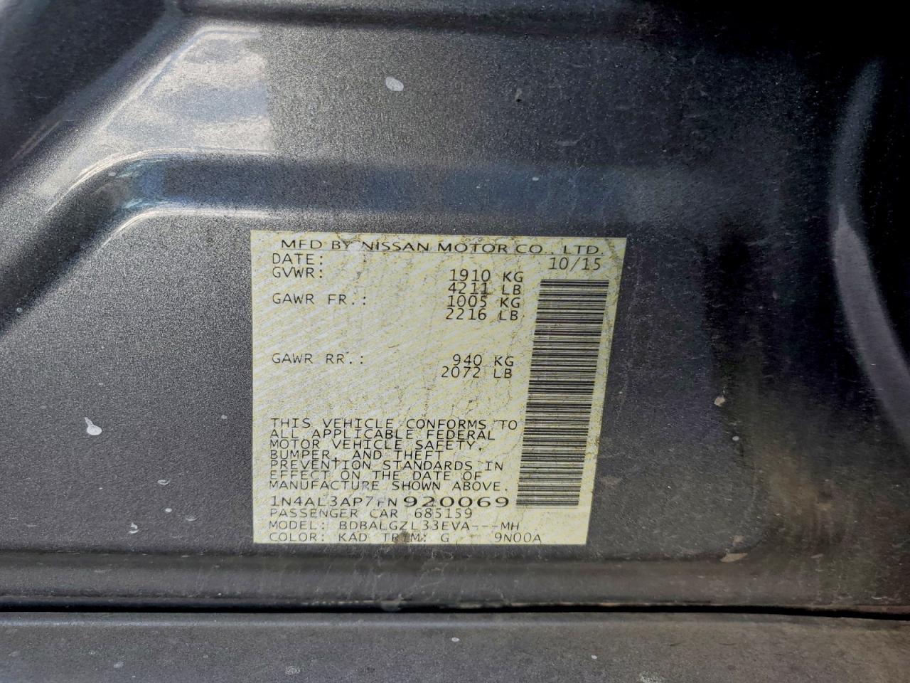 2015 NISSAN ALTIMA 2.5 photo 12