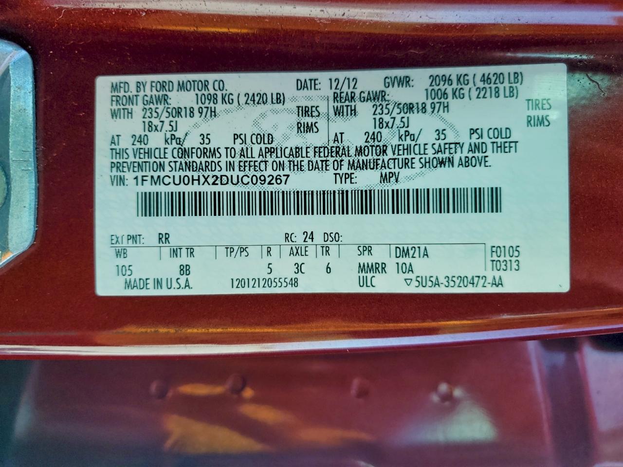 2013 FORD ESCAPE SEL photo 12