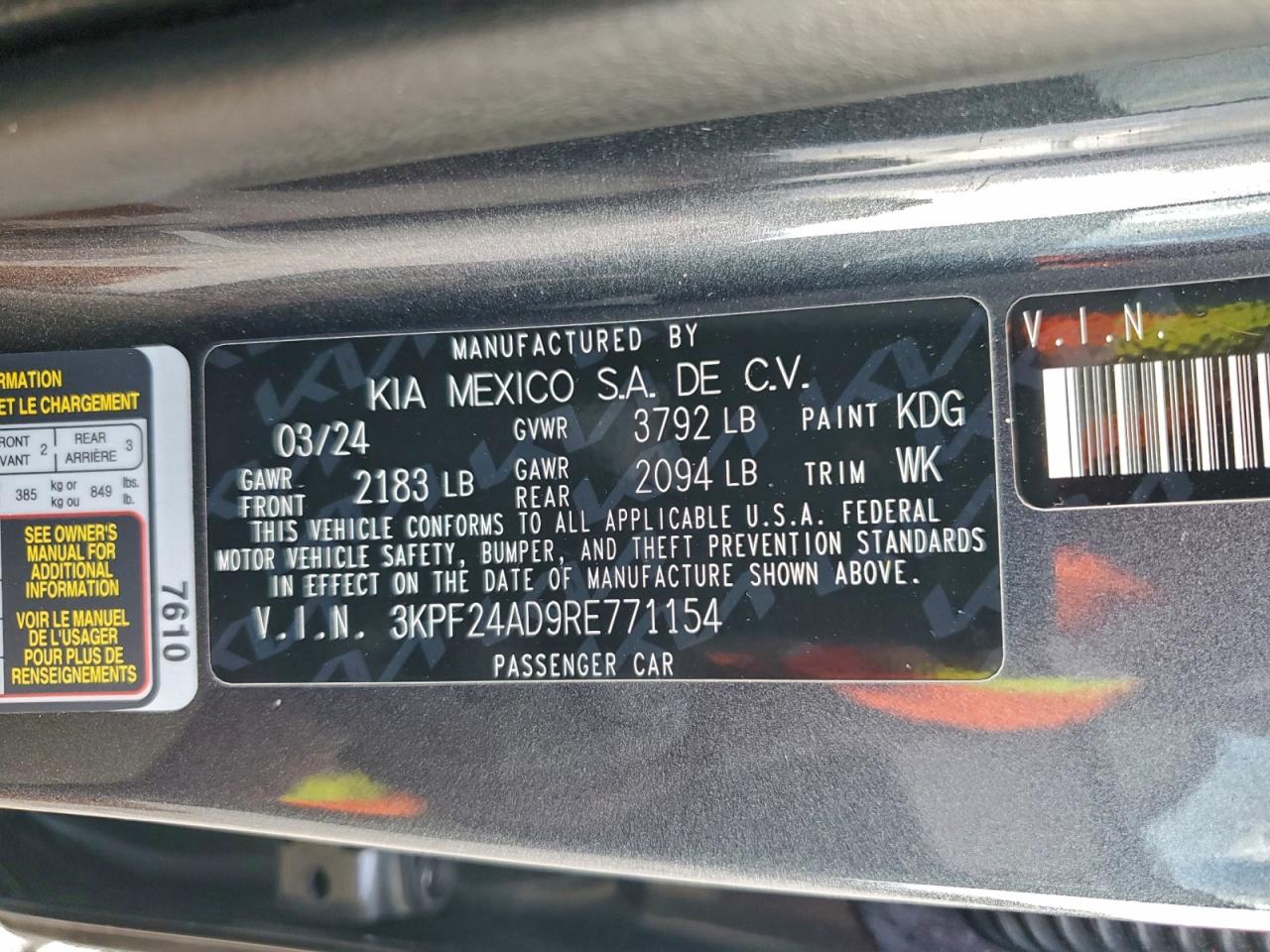 2024 KIA FORTE LXS photo 12