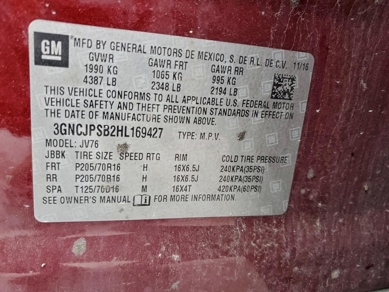 2017 CHEVROLET TRAX 1LT photo 12
