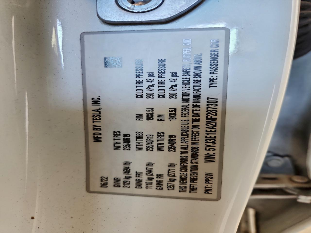 2022 TESLA MODEL 3 photo 12