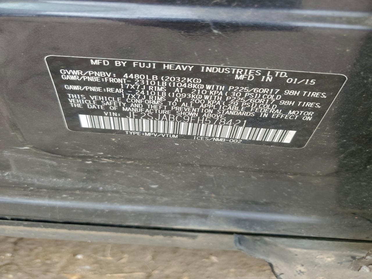 2015 SUBARU FORESTER 2.5I photo 13