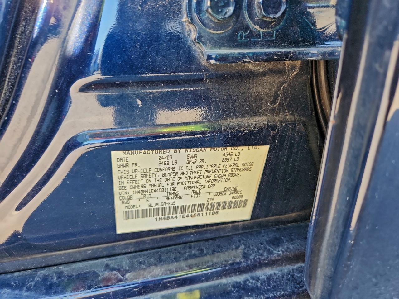 2004 NISSAN MAXIMA SE photo 12