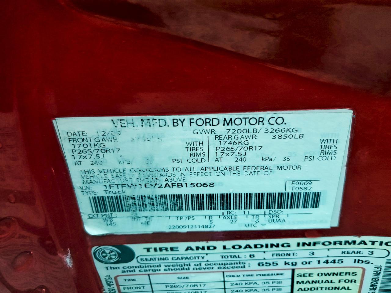 2010 FORD F150 SUPERCREW photo 12