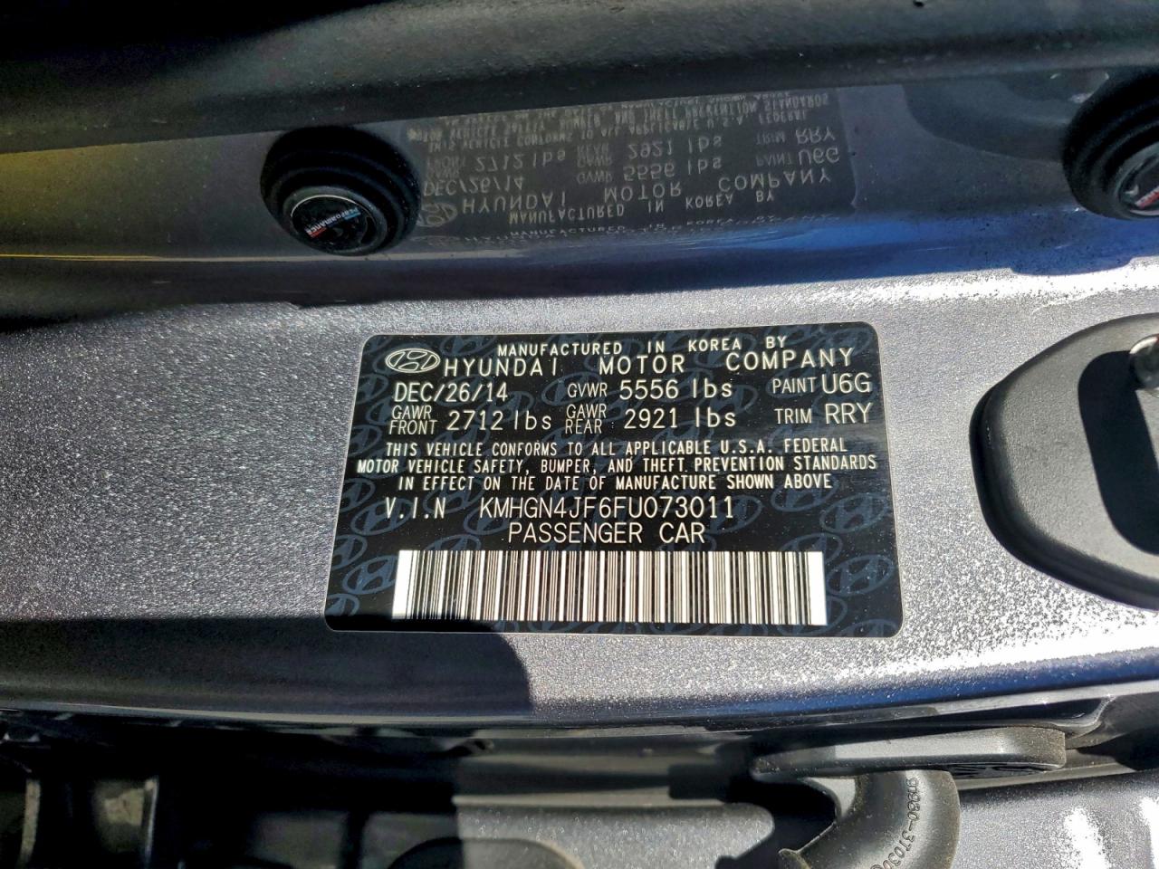 2015 HYUNDAI GENESIS 5.0L photo 12