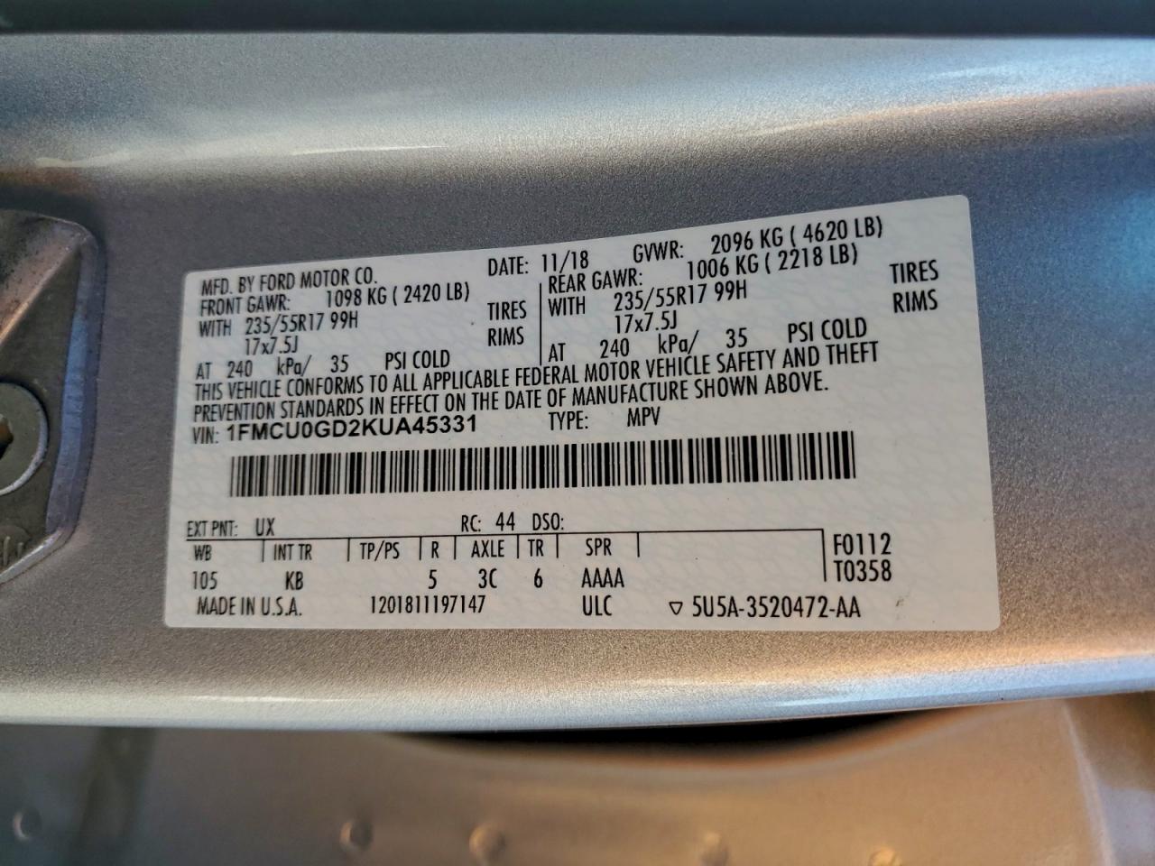 2019 FORD ESCAPE SE photo 23