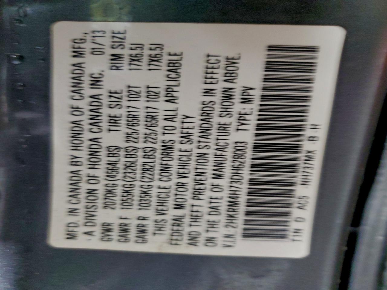 2013 HONDA CR-V EXL photo 13