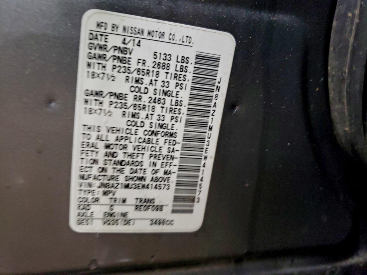 2014 NISSAN MURANO S photo 13