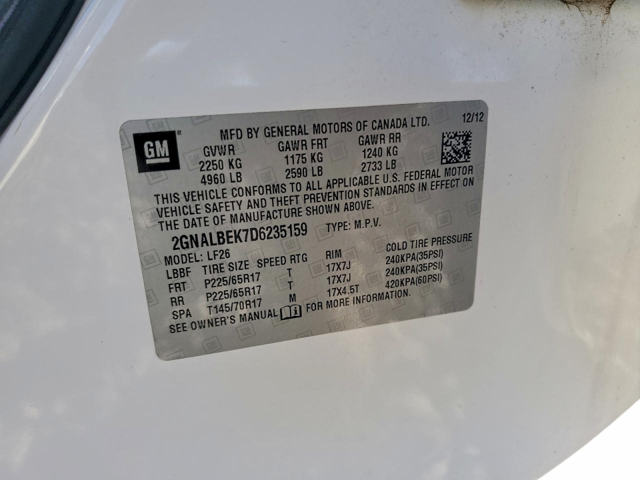 2013 CHEVROLET EQUINOX LS photo 13
