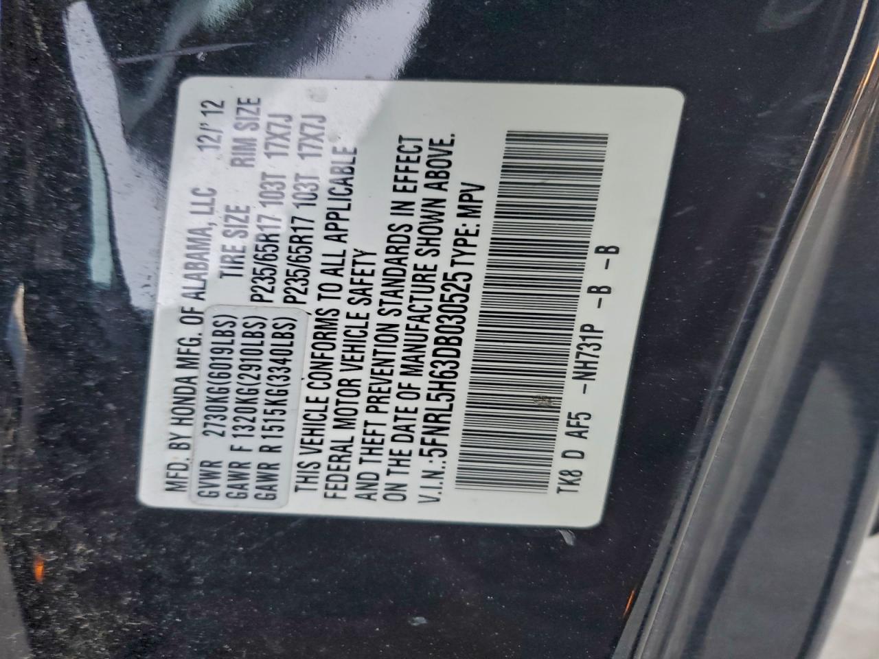 2013 HONDA ODYSSEY EXL photo 49