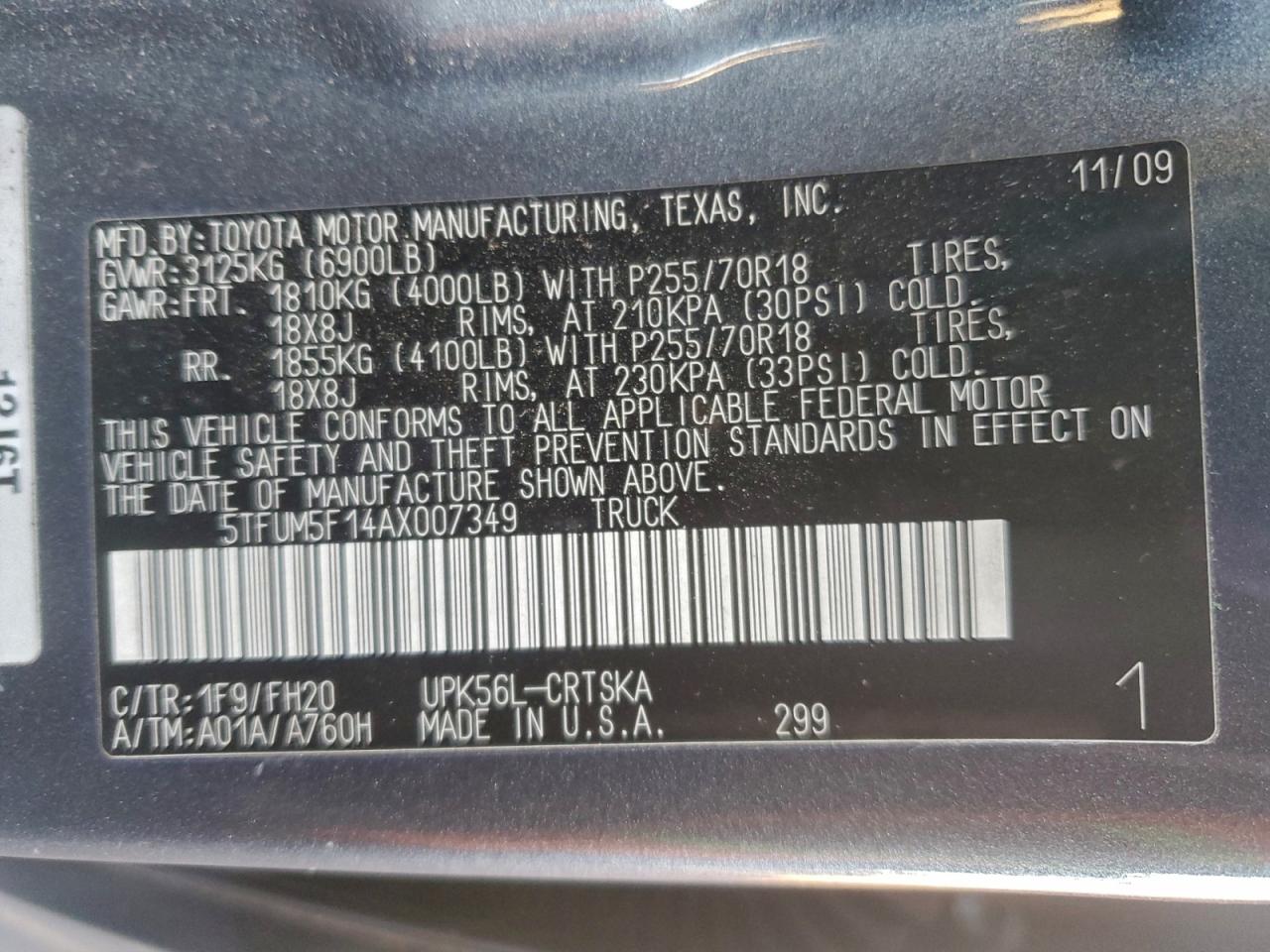 2010 TOYOTA TUNDRA DOUBLE CAB SR5 photo 12