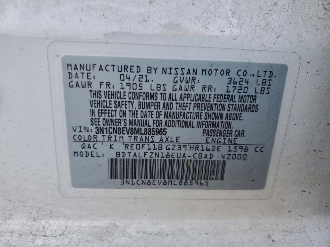 2021 NISSAN VERSA SV photo 13